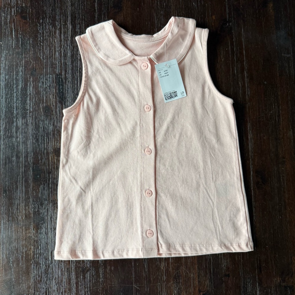 H&M Light Pink Sleeveless Button Down Shirt